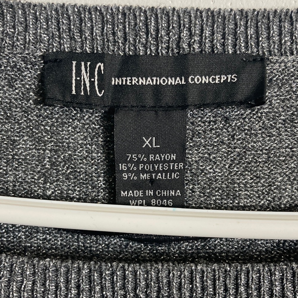 INC International Concepts Metallic Gray Crewneck Sweater - Picture 2 of 3